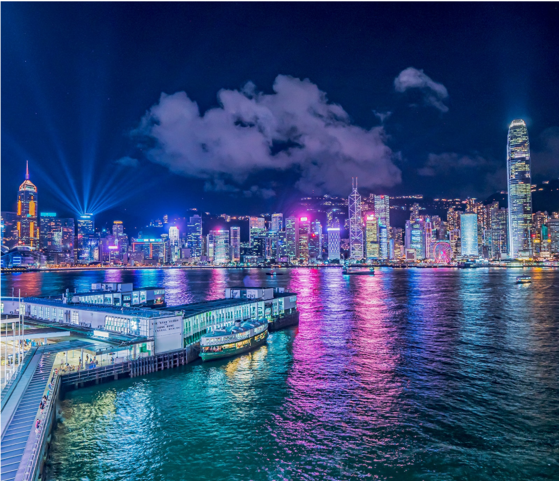 Hong Kong at night.