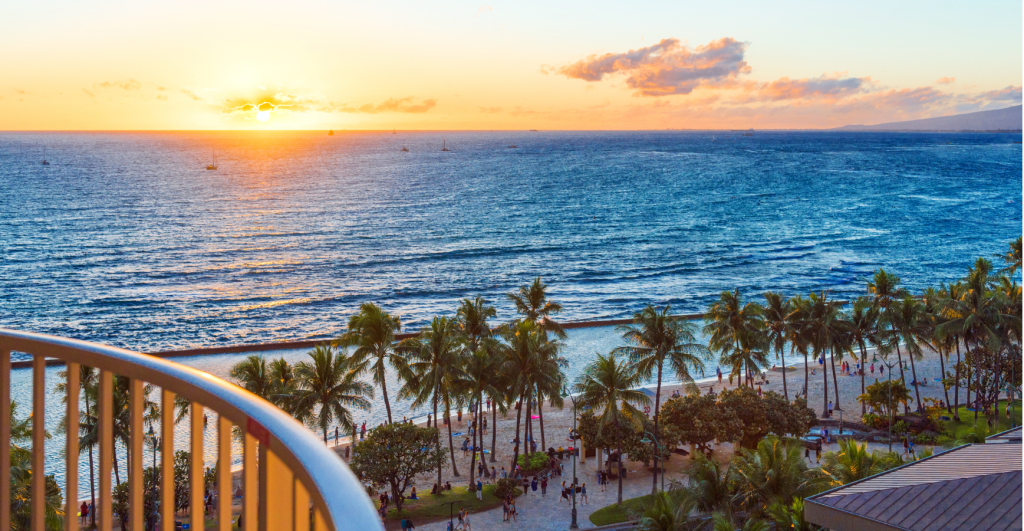 Sunset views from your hotel balcony.