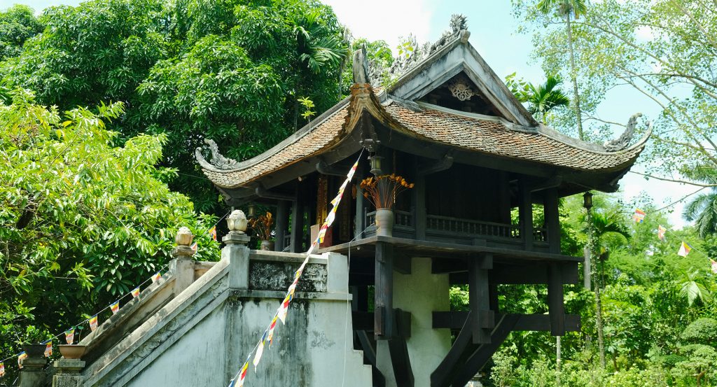 Traditional Vietnamese pagoda in Hanoi, ideal for cultural and budget-friendly travel