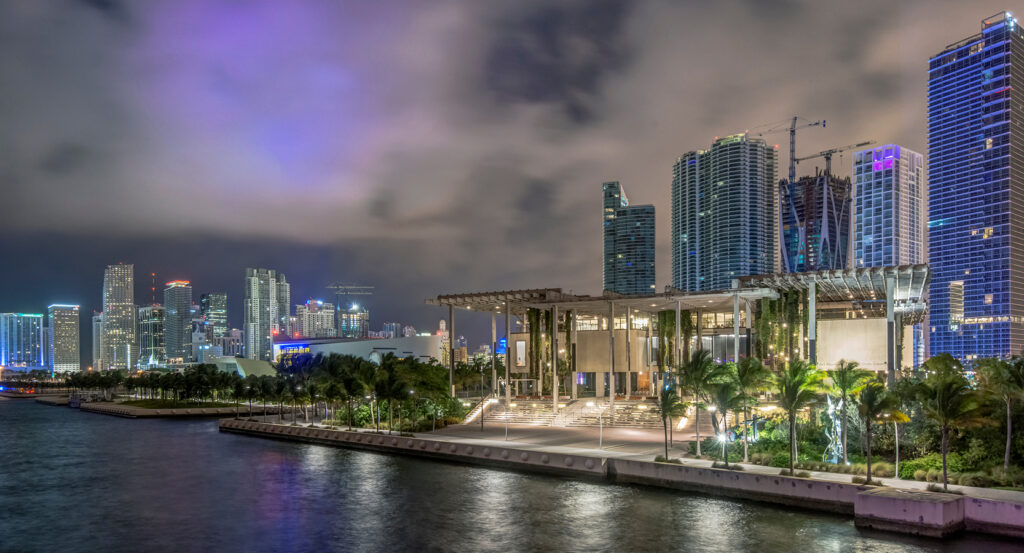 Exterior of Pérez Art Museum Miami overlooking Biscayne Bay