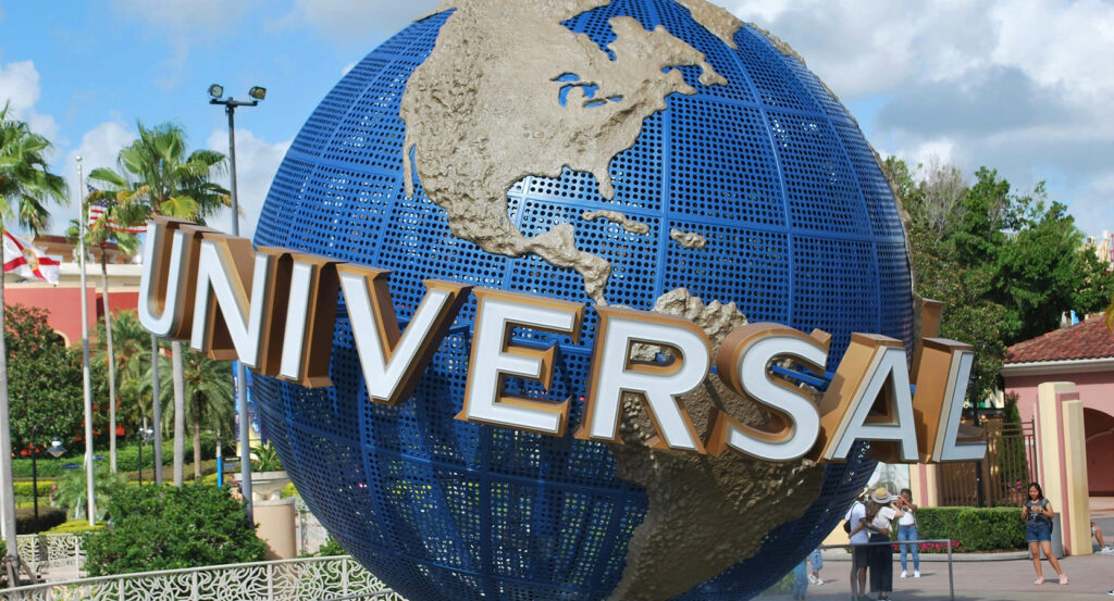Iconic Universal Studios globe in Orlando theme park