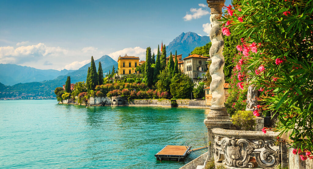 Villas and gardens along the Lake Como shoreline