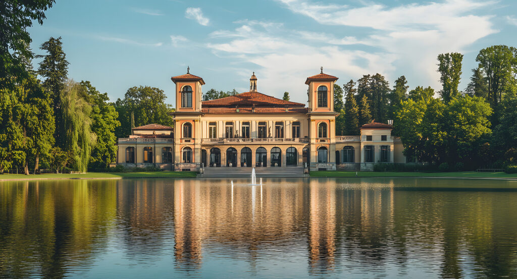 Parco Sempione gardens with Castello Sforzesco in background