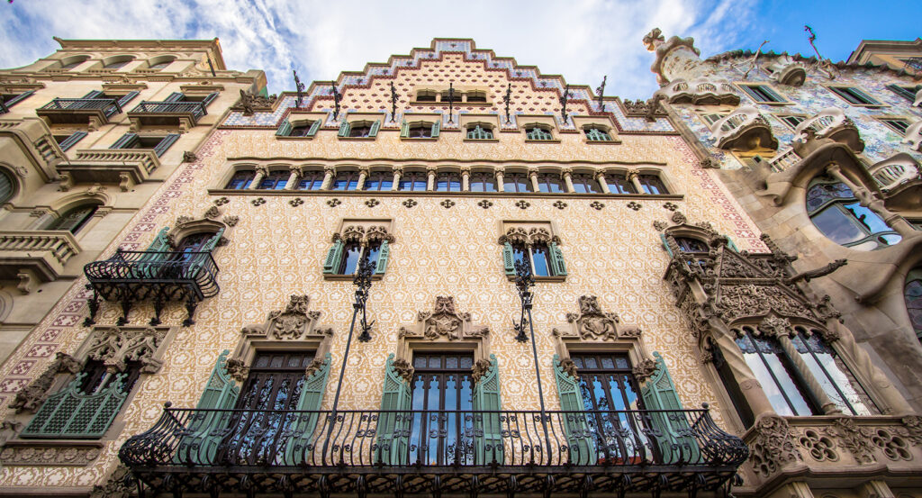 Ornate facade and balconies of Casa Batlló on Passeig de Gràcia in Barcelona