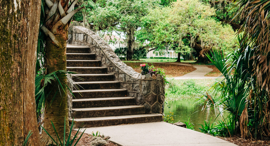 Scenic walkway and trees in City Park, New Orleans.