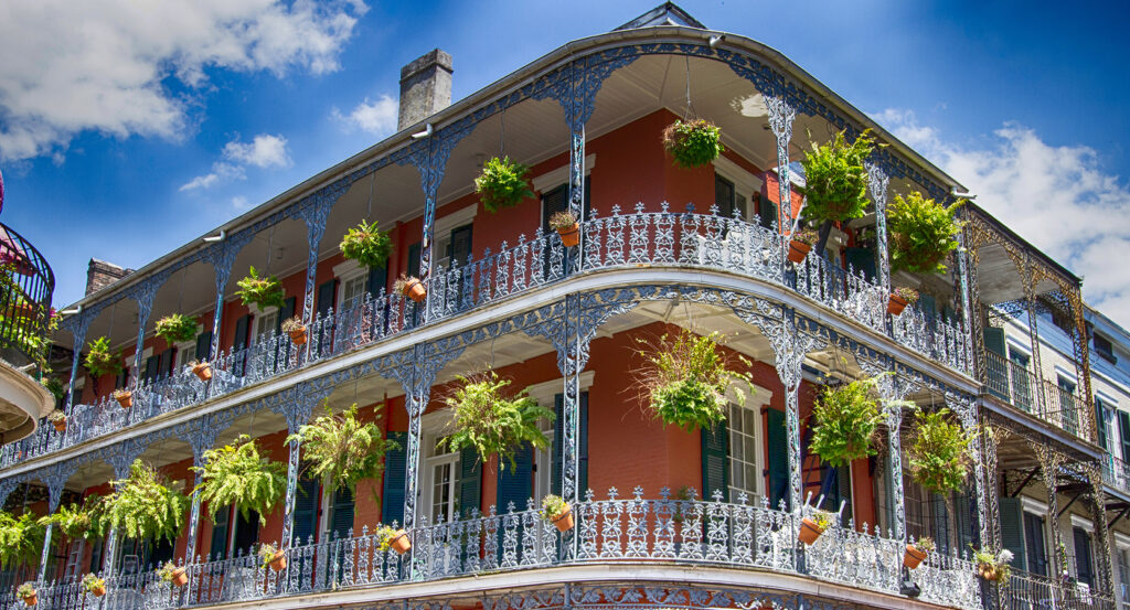 Classic architecture along Frenchmen Street in New Orleans.