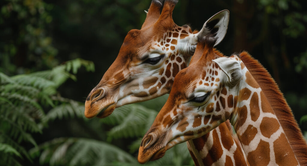 Pair of giraffes resting at Zoo Atlanta in Grant Park