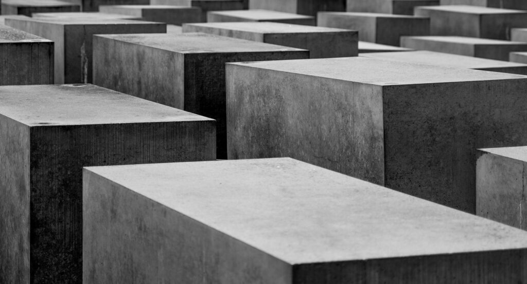 Holocaust Memorial in Berlin showing abstract stone blocks