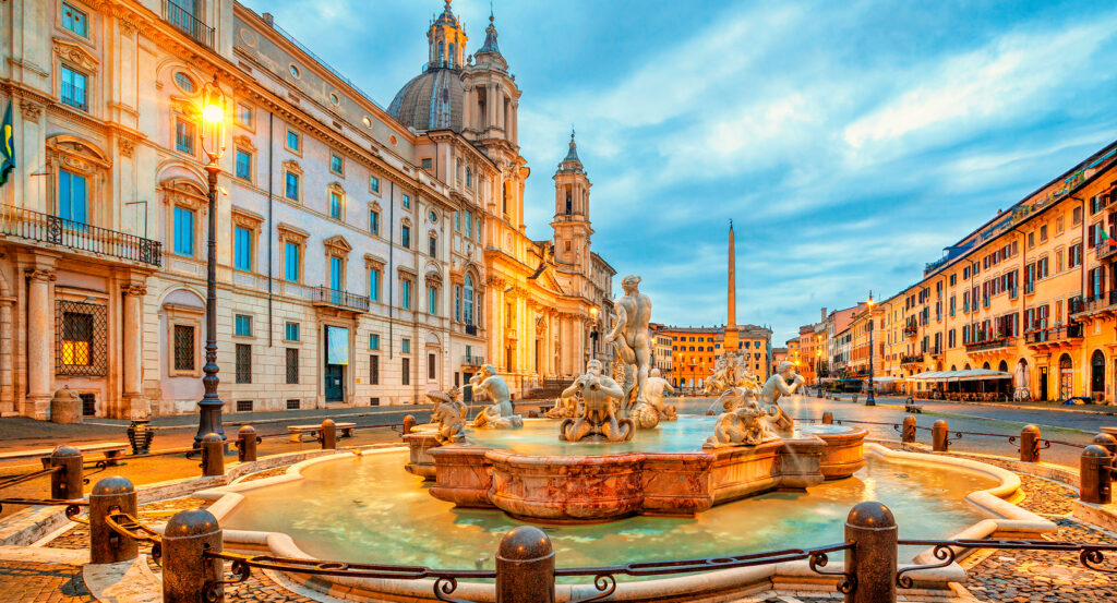 Bernini’s Fountain of the Four Rivers in Piazza Navona Rome