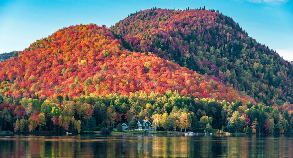 Scenic view of Mont-Tremblant National Park with autumn colors and mountains