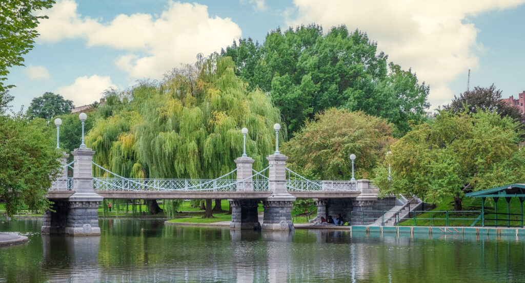 Boston Common and Public Garden with lagoon and willows