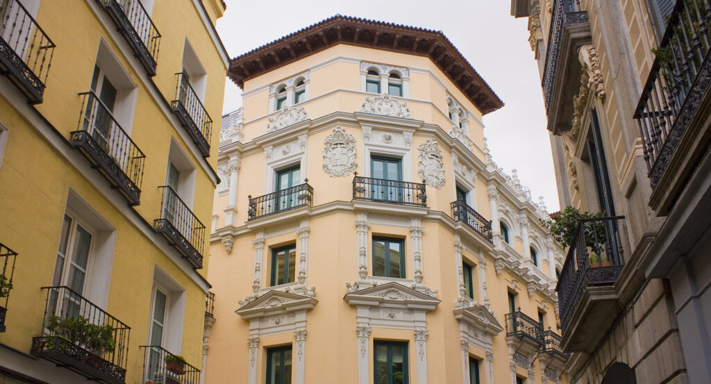 Historic building of the Thyssen Bornemisza Museum in central Madrid