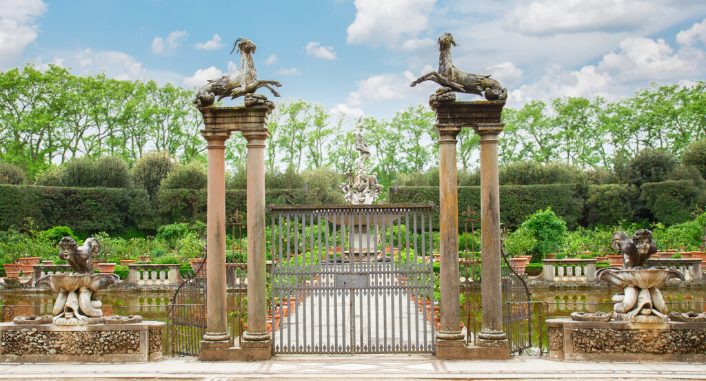 Sculptures and landscaped terraces in Boboli Gardens Florence