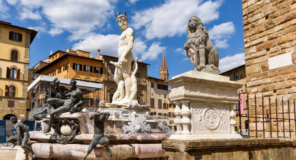 Statues and architecture of Piazza della Signoria in the heart of Florence