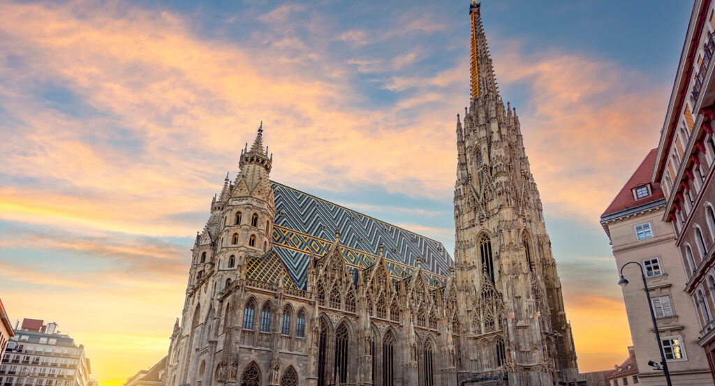 Exterior view of St. Stephen’s Cathedral in Vienna, Austria