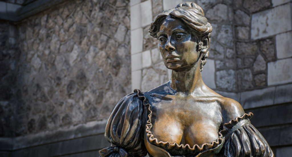 Molly Malone bronze statue outside St. Andrew's Church in Dublin
