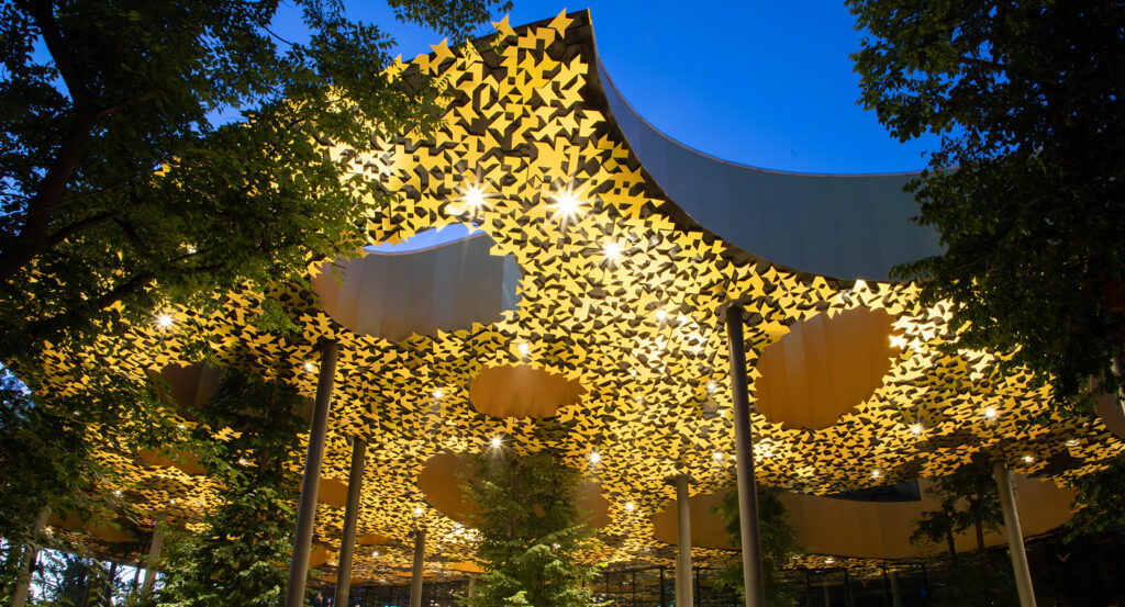 Architectural canopy design of the House of Music Hungary in Budapest’s City Park