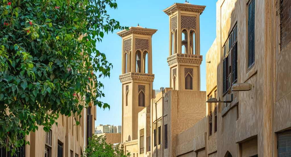 Narrow alleyways of Al Fahidi Historical District in Dubai
