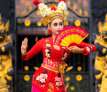 Traditional Balinese dancer performing at Bali Arts Festival in Denpasar