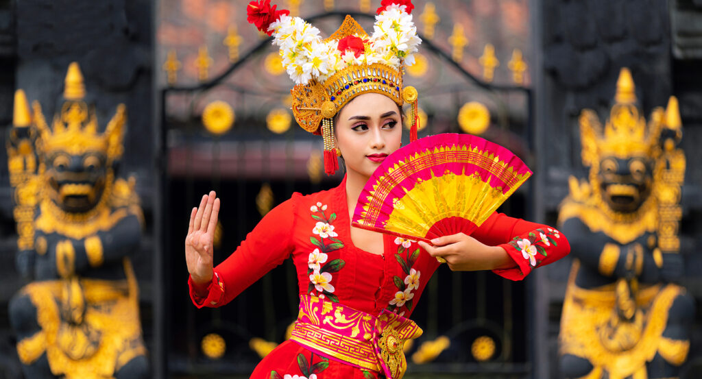 Colorful performance during Bali Arts Festival in Denpasar
