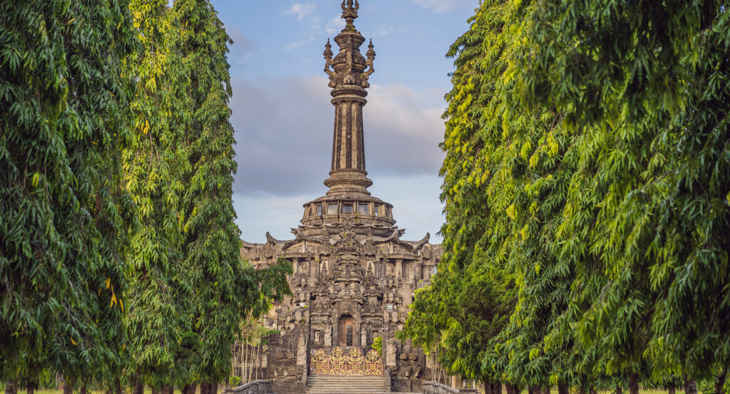 Front view of Bajra Sandhi Monument in Bali’s capital, Denpasar