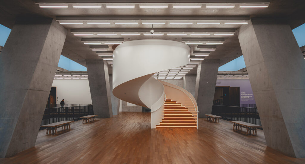 Interior architecture of M+ Museum with contemporary design in West Kowloon