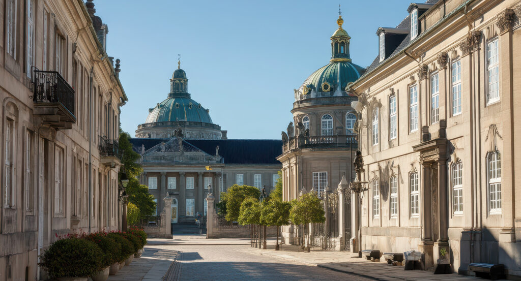 Royal guard standing at Amalienborg Palace in Copenhagen