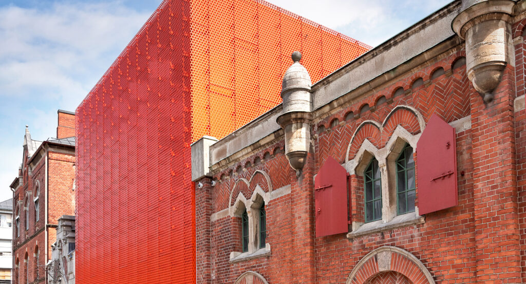Red brick facade and modern design at Moderna Museet in Stockholm