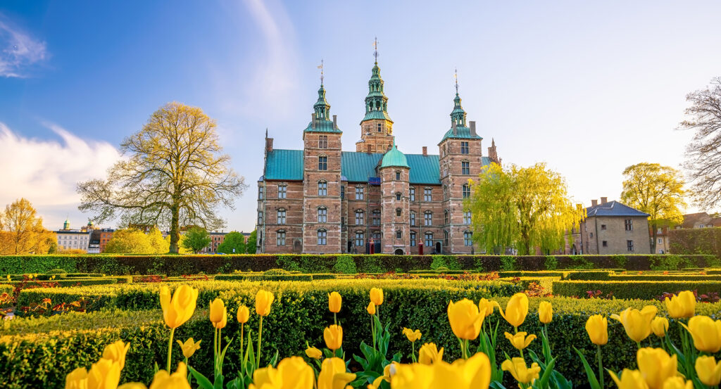 Rosenborg Castle and gardens in spring sunshine