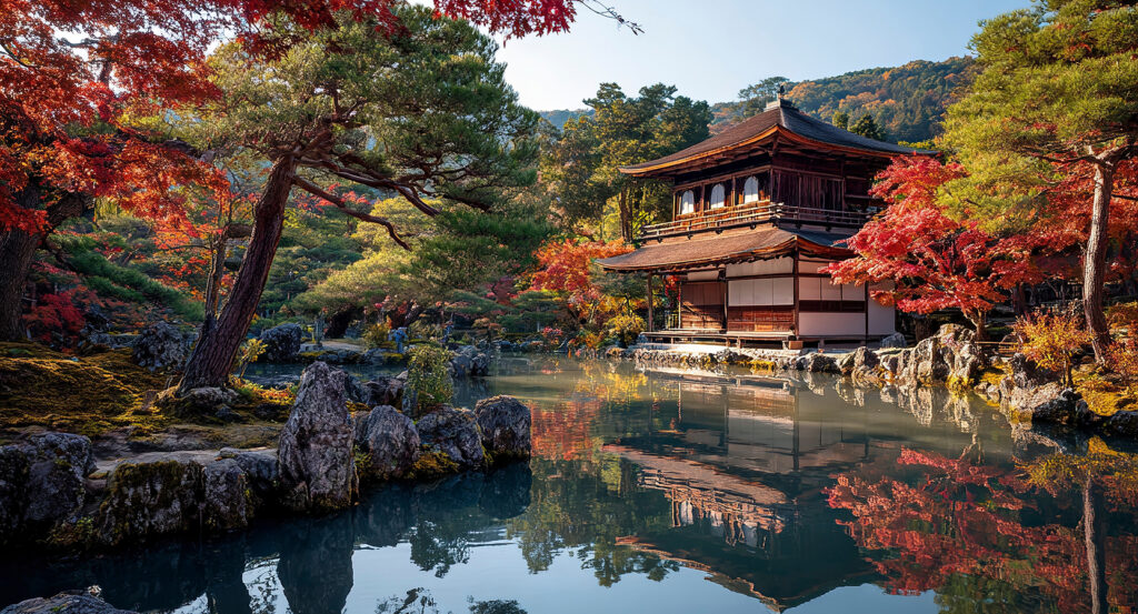 The Silver Pavilion surrounded by gardens in Kyoto