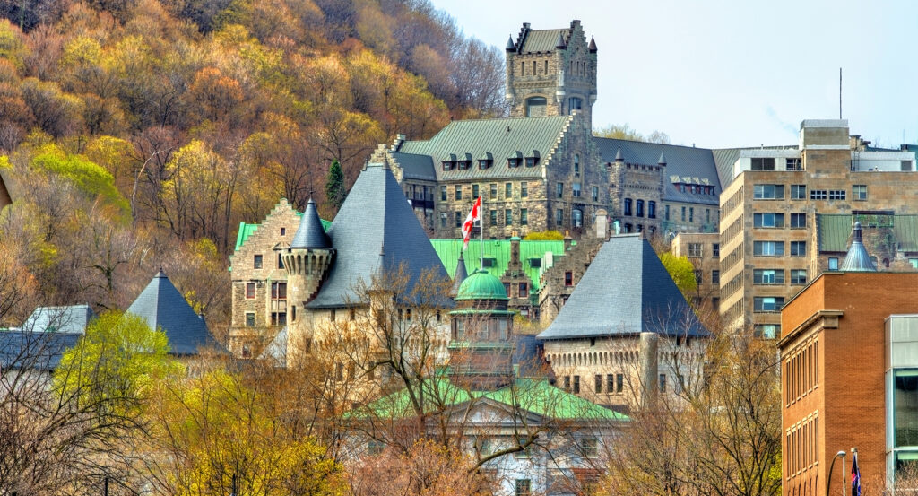 Historic architecture of McGill University campus in Montreal