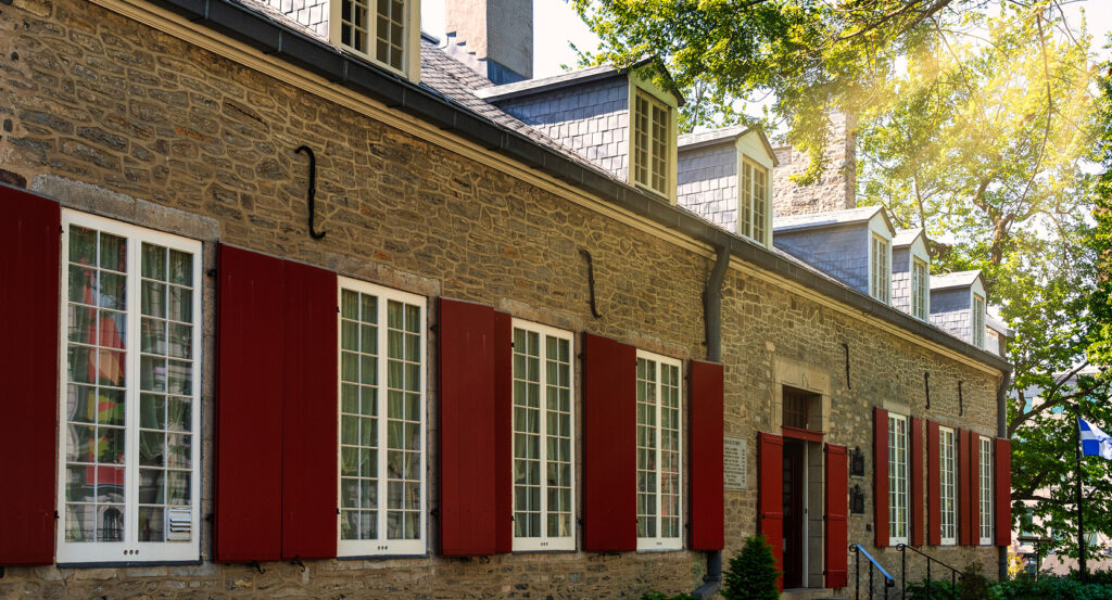 Historic Château Ramezay museum building in Montreal with sunlight