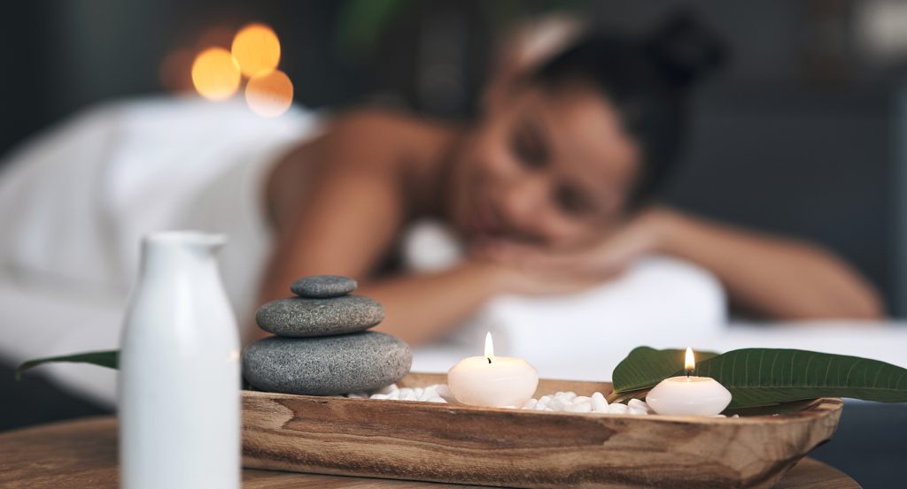 Calming spa scene with focus on wellness and relaxation