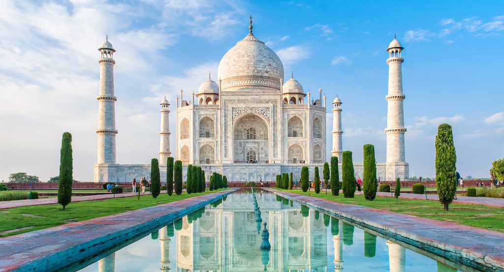 Close-up of Taj Mahal marble inlay with semi-precious stones