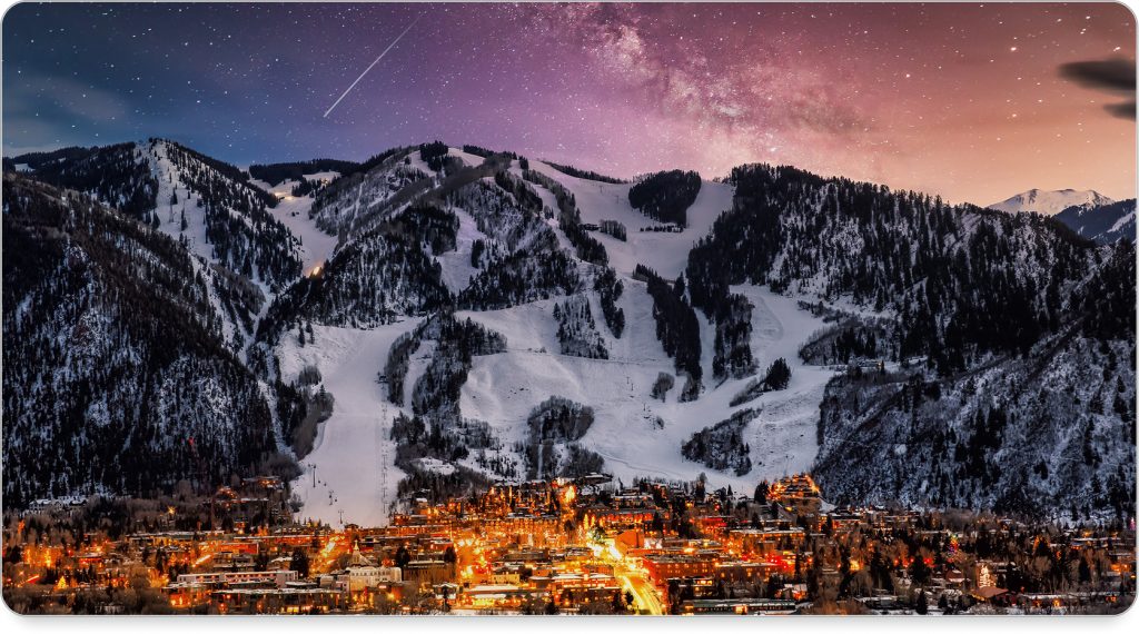 Aspen’s charming downtown under wintry skies