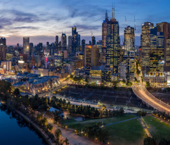 Trendy hotel in Melbourne with city skyline views near Federation Square