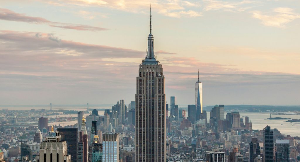 View from the Empire State Building observation deck overlooking Manhattan