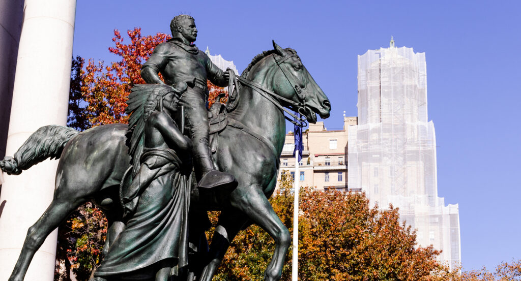 Dinosaur fossil exhibit inside the American Museum of Natural History