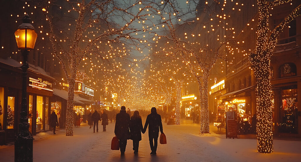 Luxury shops and holiday atmosphere on Bahnhofstrasse
