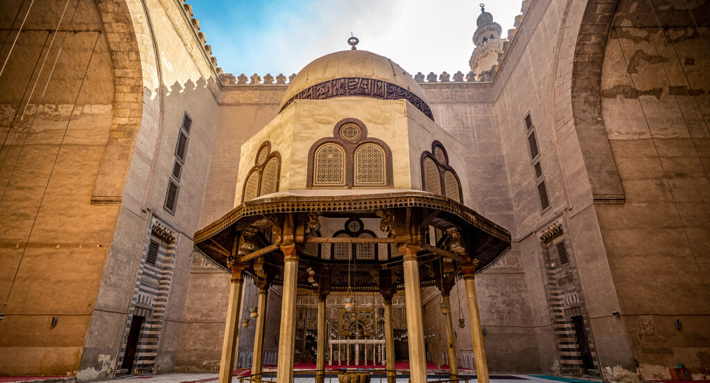 Interior dome and arches of Sultan Hassan Mosque
