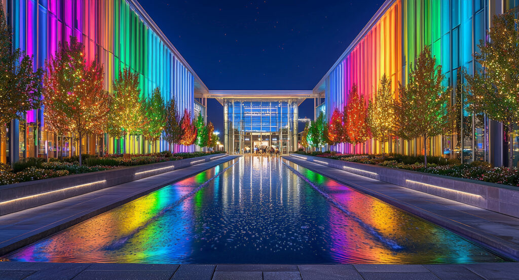 Gallery inside Denver Art Museum with visitors exploring exhibits