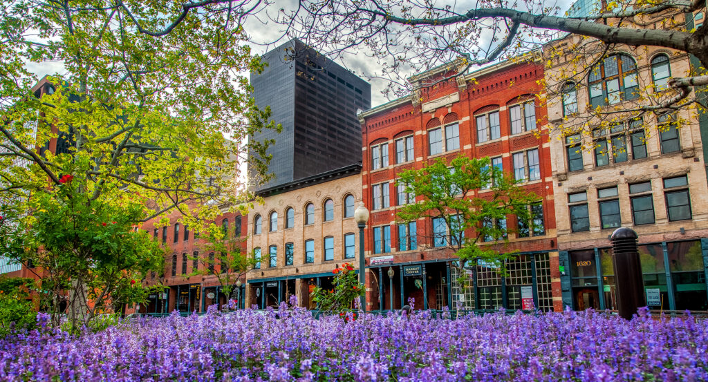 Lower Downtown Denver with skyline in background