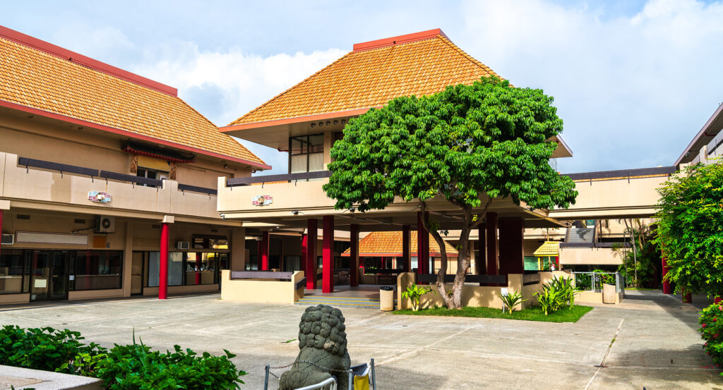 Honolulu Chinatown with cultural architecture and markets