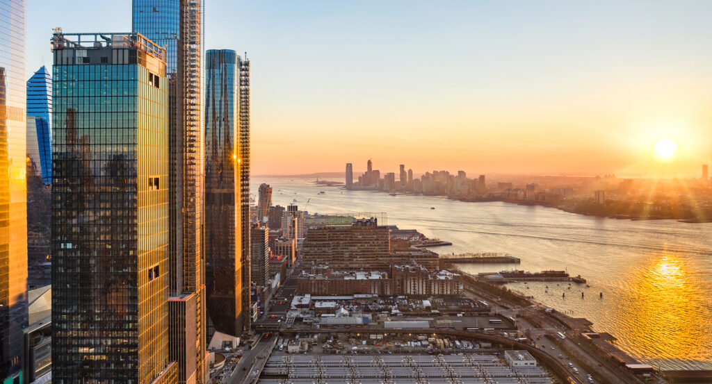 Modern architecture and public spaces at Hudson Yards in New York City