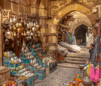 Traditional market stalls at Khan el-Khalili in Cairo