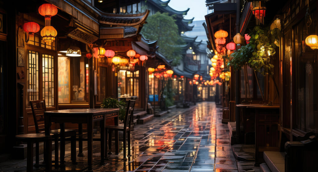 Shops and cafés along Tianzifang’s narrow streets