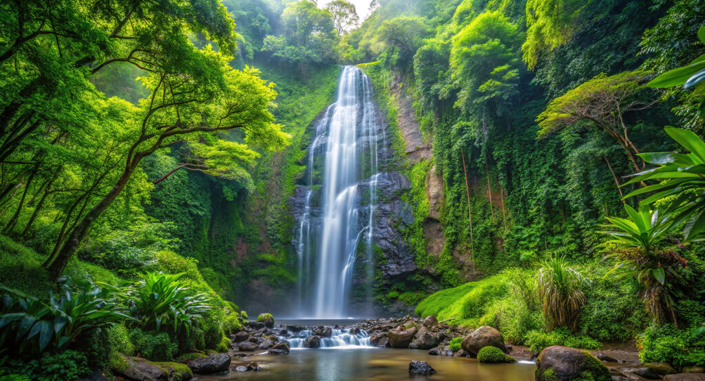 Manoa Falls Trail leading to waterfall in Hawaii’s tropical jungle