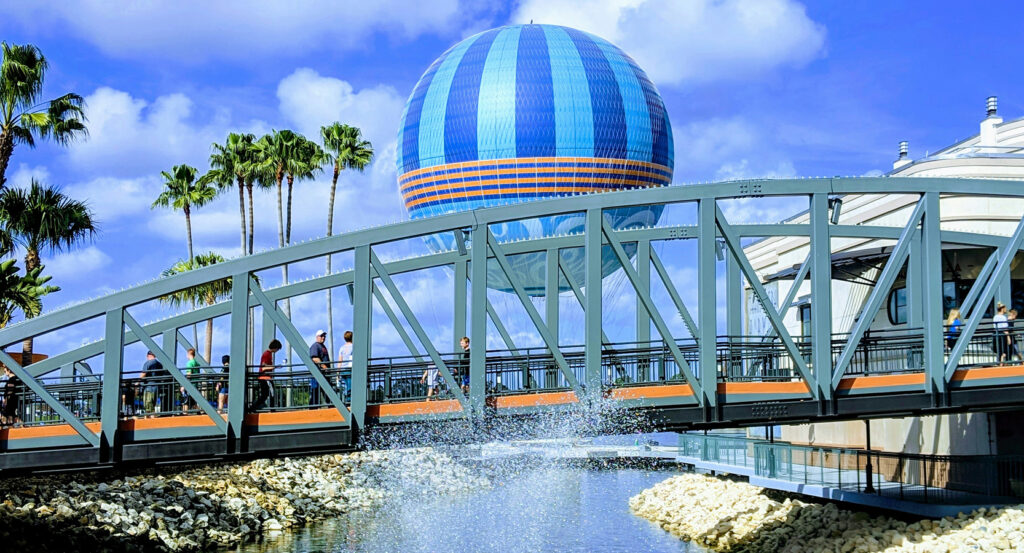 Waterfront dining and shopping scene at Downtown Disney in Orlando