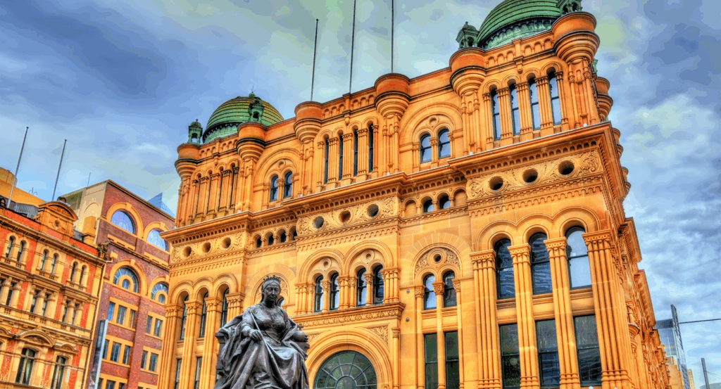 Historic Queen Victoria Building façade in Sydney city center