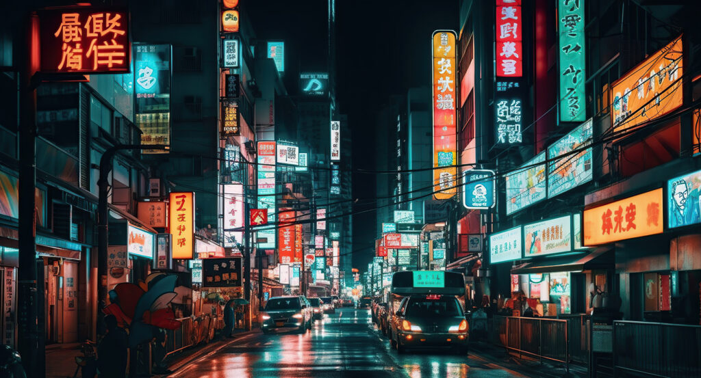 Crowds and glowing neon lights in Tokyo’s Shinjuku Kabukicho district
